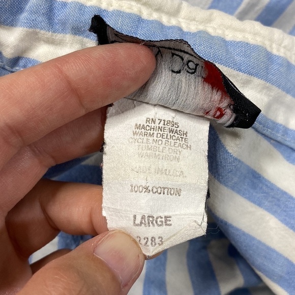 Vintage Gary Daniels Blue & White Striped Long Sleeve Button Up Shirt Size Large - Picture 4 of 8